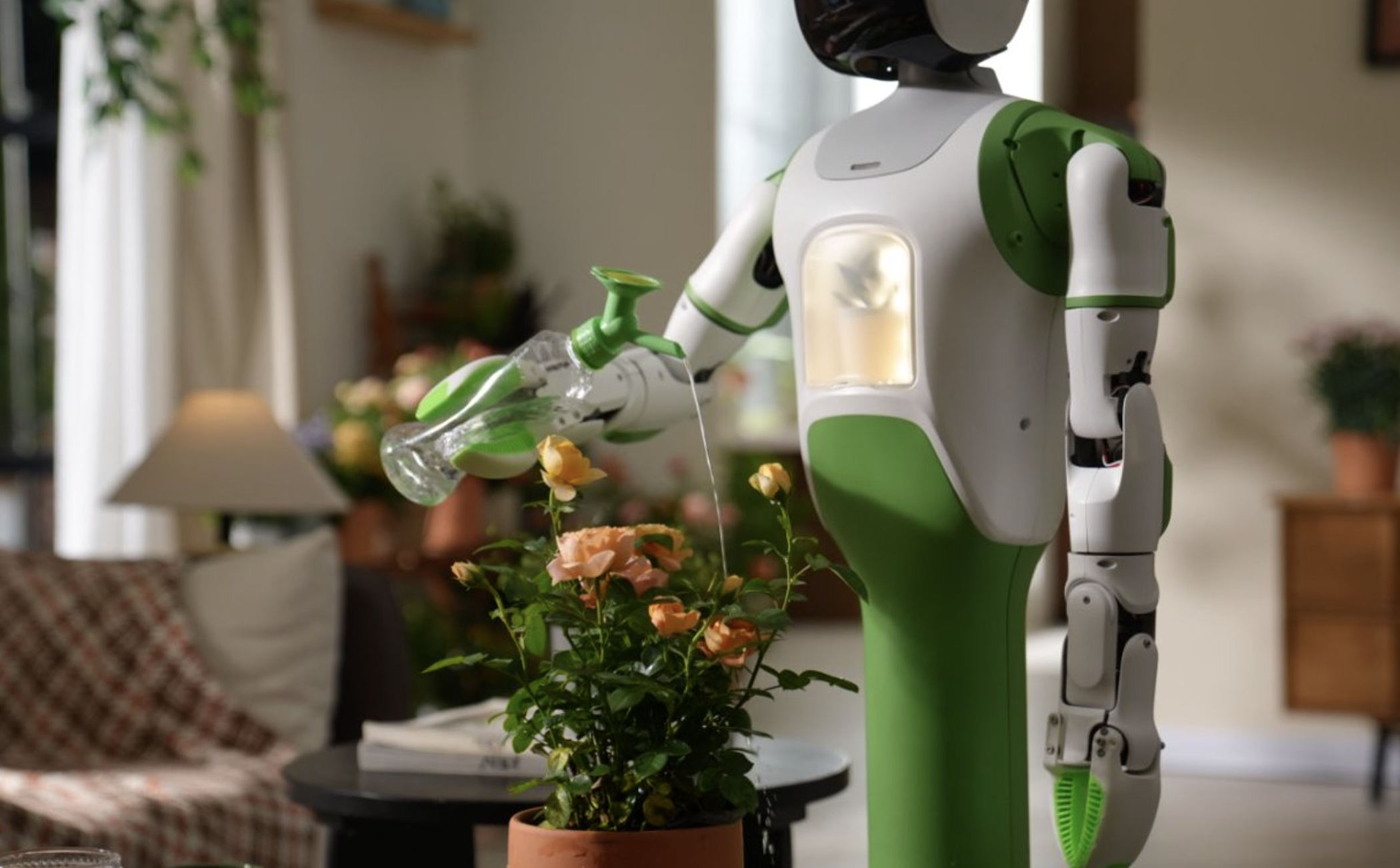KOKO robot watering a house plant.